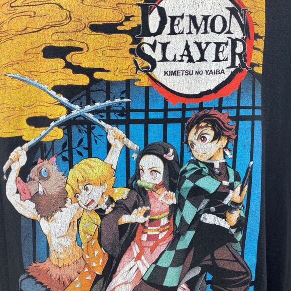 Mens Demon Slayer Black T Shirt 2XL Graphic Animated Series Cotton Short Sleeve - Picture 2 of 8